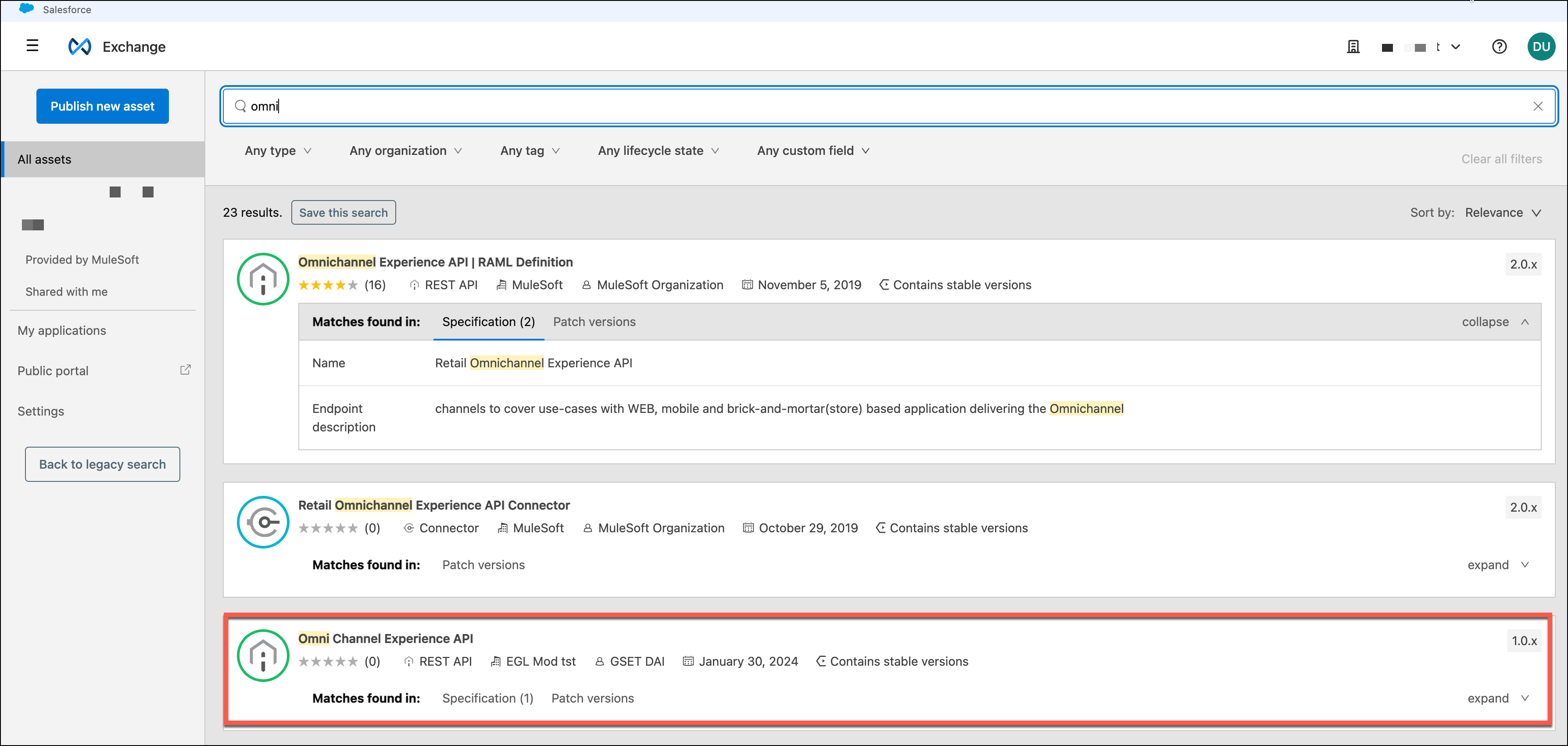 Exchange search