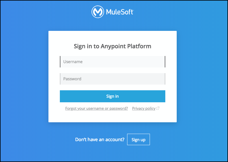 Login screen
