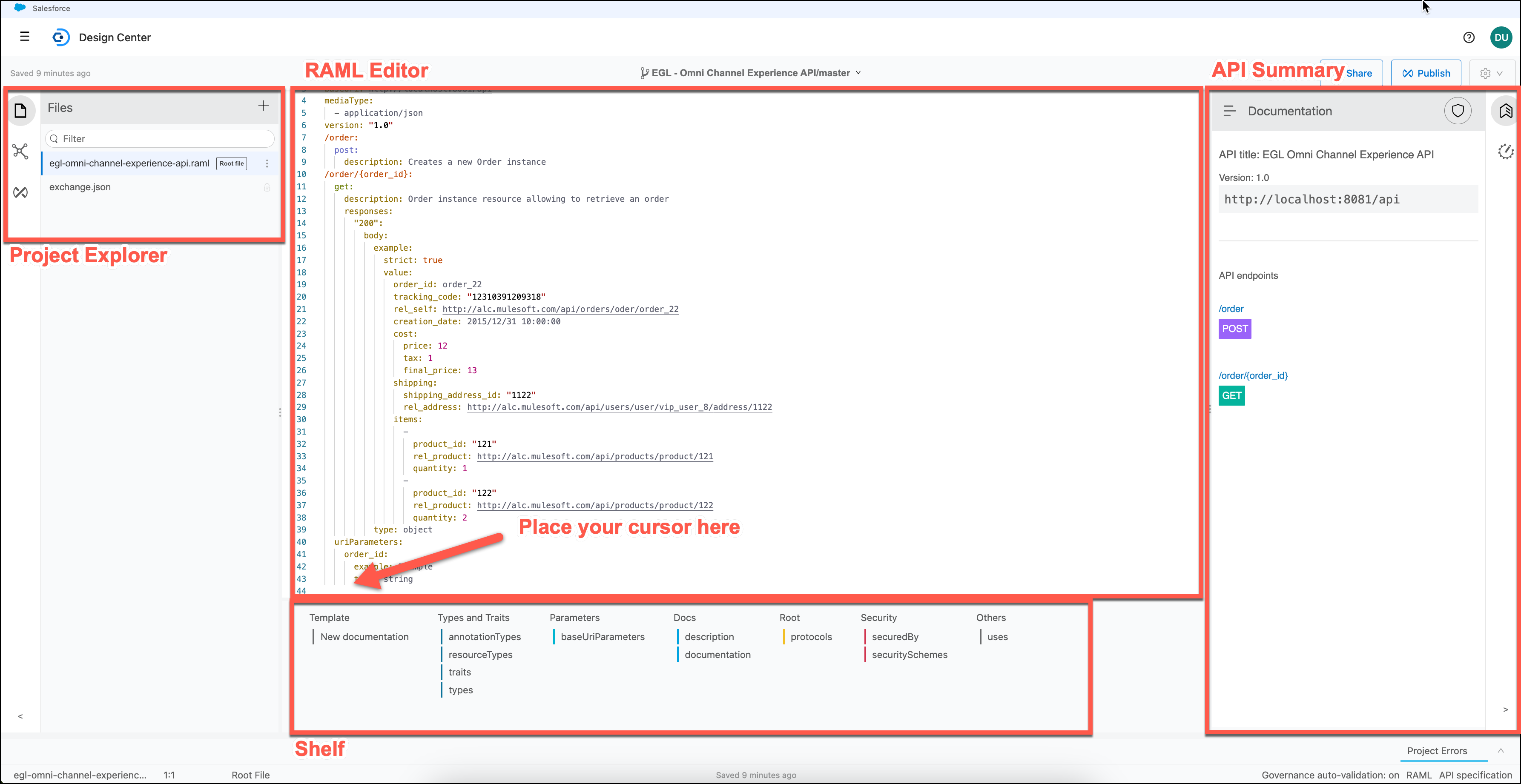 module1 lab2 design center api editor