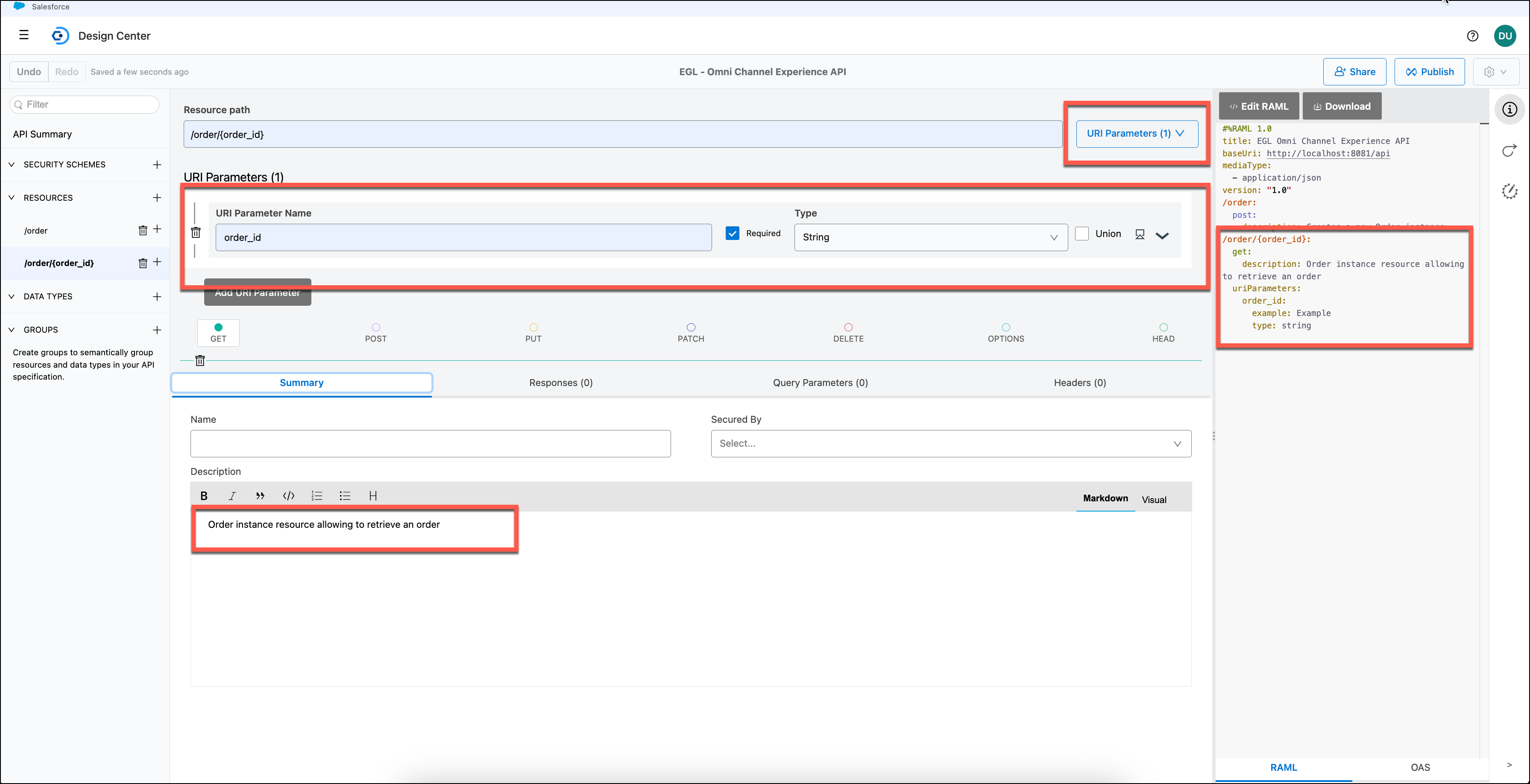 module1 lab2 design center api orders uriparam