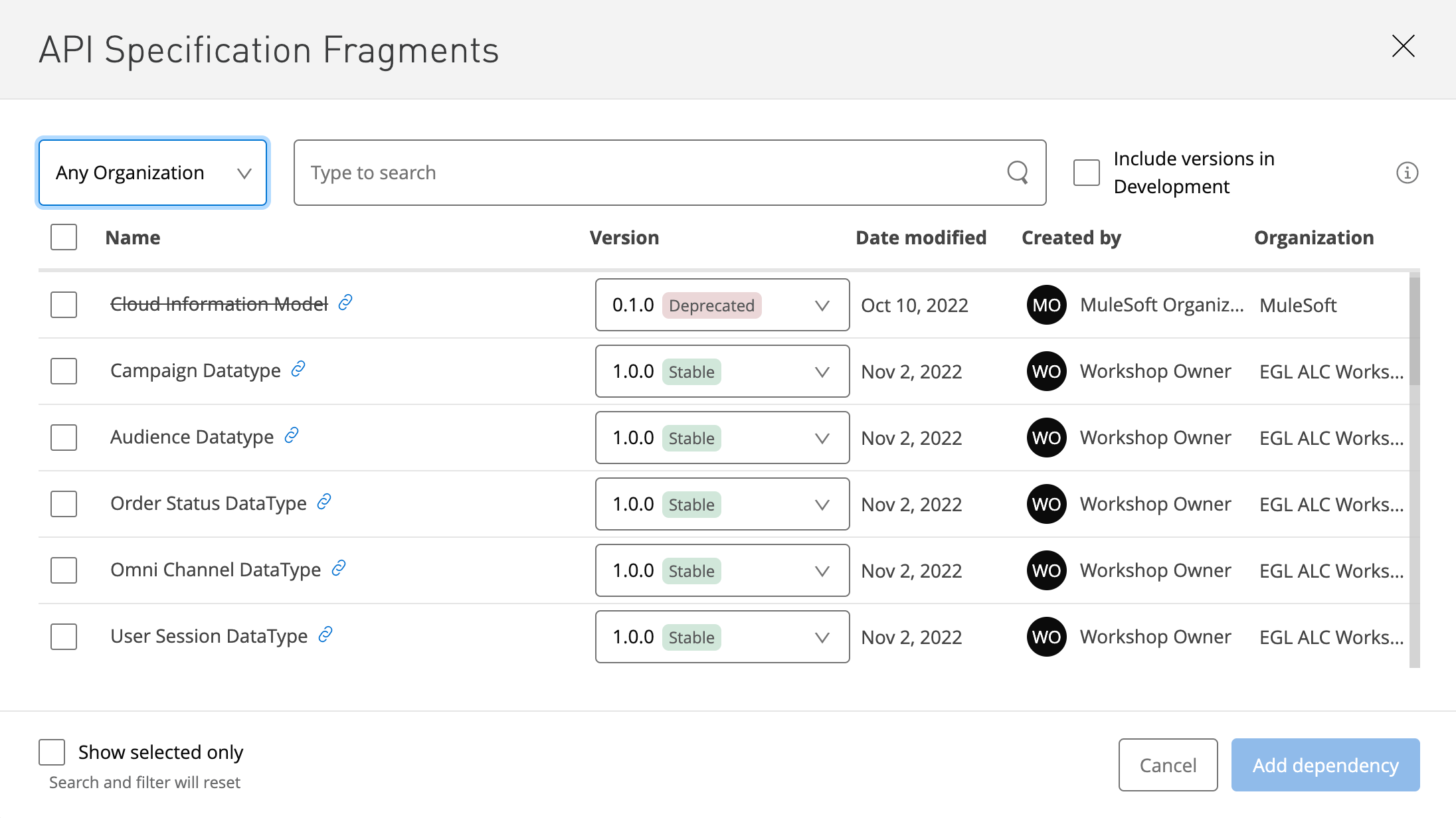 module1 lab2 design center dependency list