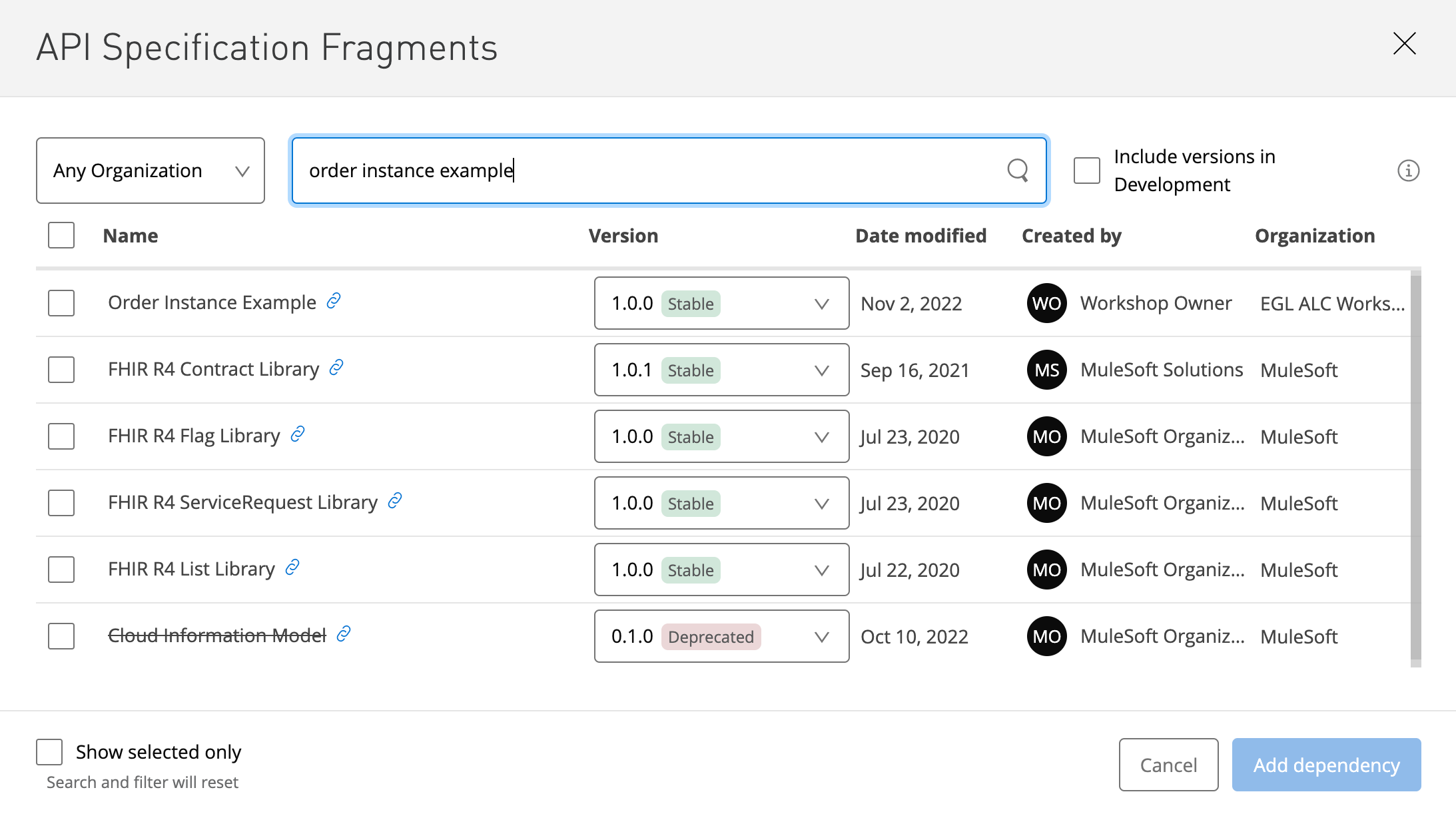 module1 lab2 design center dependency search