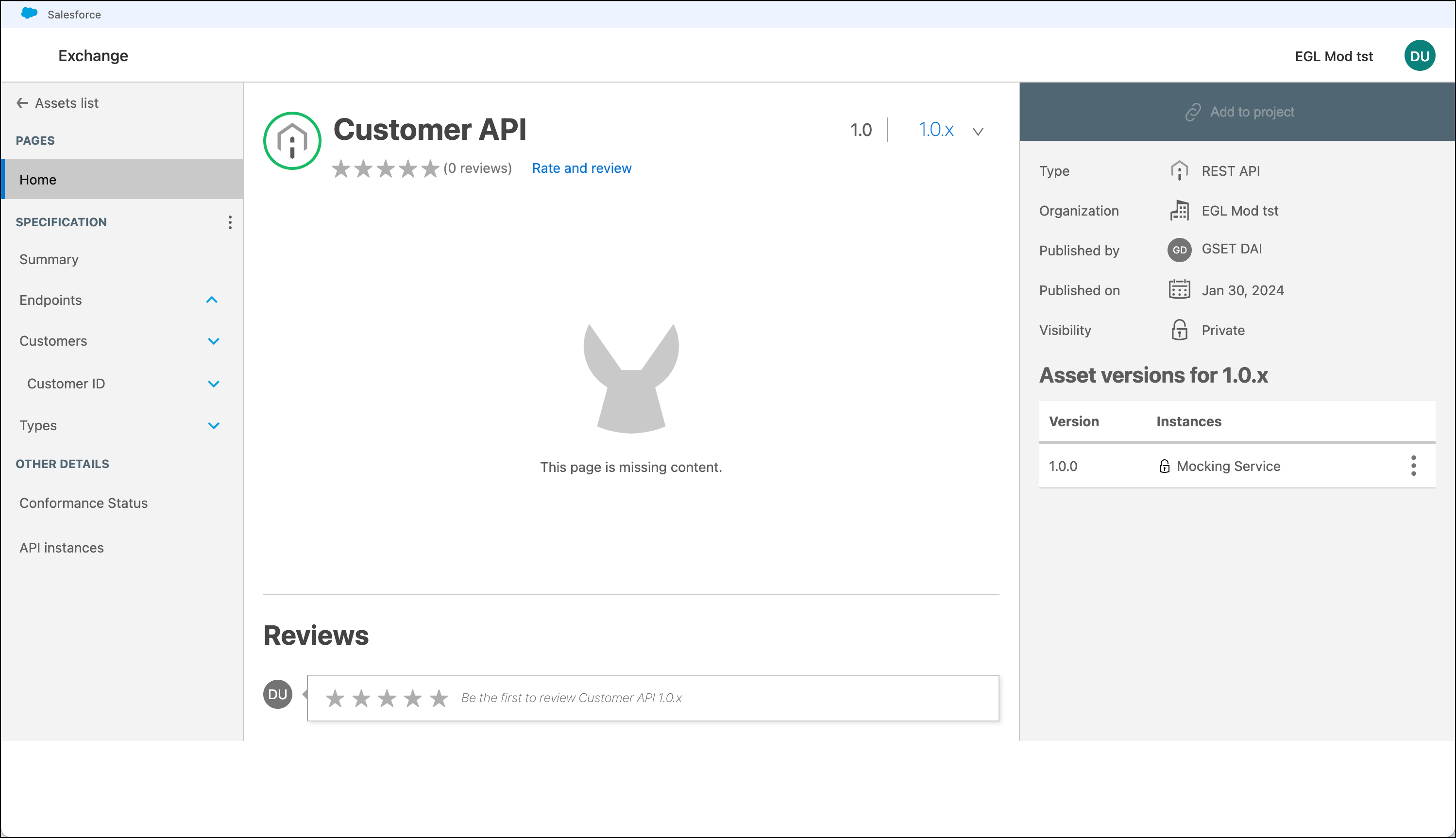 module10 lab2 api console customer