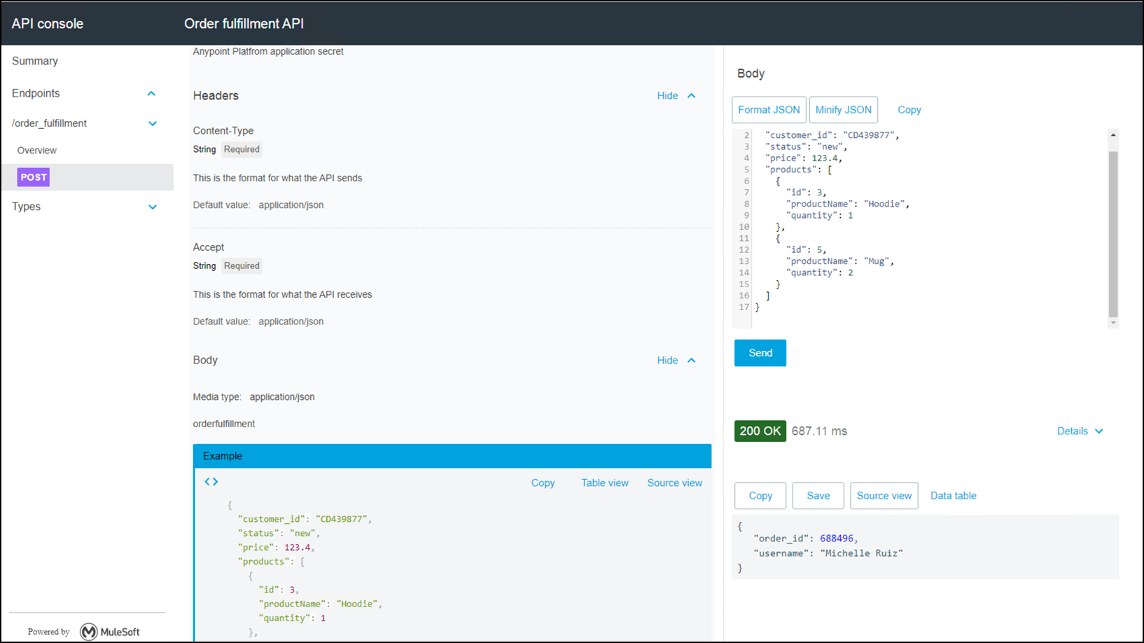 module10 lab2 api console post success response